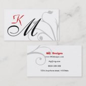 zwart en rood monogram Visitekaartjes (Voorkant / Achterkant)