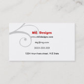 zwart en rood monogram Visitekaartjes (Achterkant)