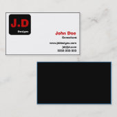  zwart en rood monogram Visitekaartjes (Voorkant / Achterkant)