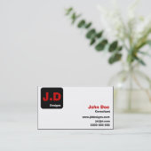  zwart en rood monogram Visitekaartjes (Staand voorkant)