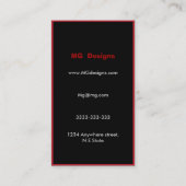 zwart en rood monogram Visitekaartjes (Achterkant)