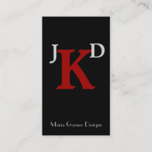  zwart en rood monogram Visitekaartjes