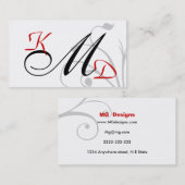  zwart en rood monogram Visitekaartjes (Voorkant / Achterkant)