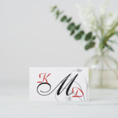  zwart en rood monogram Visitekaartjes (Staand voorkant)