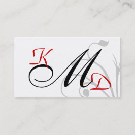  zwart en rood monogram Visitekaartjes