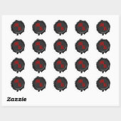 Zwart en Rood Monogram Zegel Bruiloft Stickers (Vel)