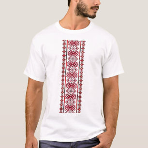 Zwart en rood Oekraïense Vyshyvanka geborduurd T-shirt