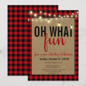 Zwart en rood Oh Wat een leuk Buffalo Plaid Party Kaart (Voorkant / Achterkant)