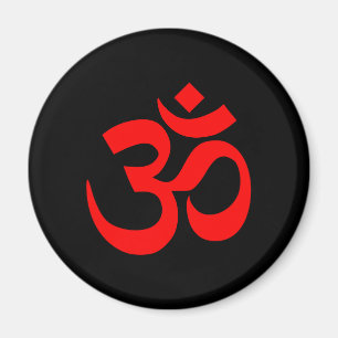 Zwart en rood Om-symbool Magneet