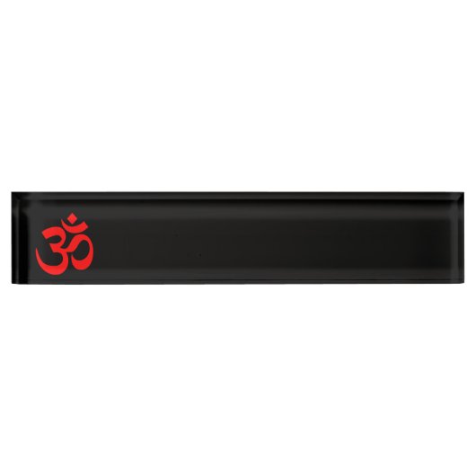 Zwart en rood Om-symbool Naambordje (Voorkant)