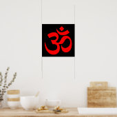 Zwart en rood Om-symbool Poster (Keuken)