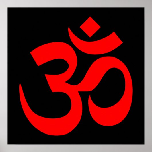 Zwart en rood Om-symbool Poster (Voorkant)