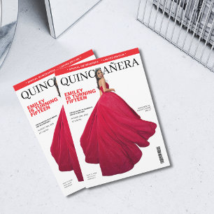 zwart en rood omslag Quinceañera Kaart