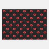 Zwart en rood papavers inpakpapier vellen (Voorkant)
