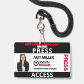 Zwart en Rood Perspasje Met Aangepaste Naam Medewe Badge (Voorzijde met lanyard)