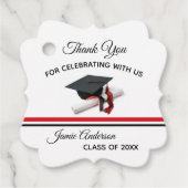 Zwart en rood Pet en Tassel | AFSTUDEREN Bedankjes Labels (Voorkant)