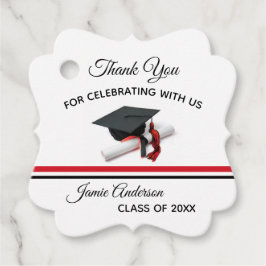 Zwart en rood Pet en Tassel | AFSTUDEREN Bedankjes Labels