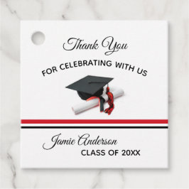 Zwart en rood Pet en Tassel | AFSTUDEREN Bedankjes Labels