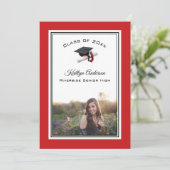 Zwart en rood Pet en Tassel | Foto-Afstuderen Kaart (Staand voorkant)