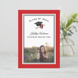 Zwart en rood Pet en Tassel | Foto-Afstuderen Kaart
