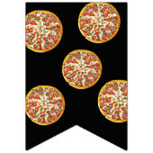 Zwart en Rood Pizza Party Verjaardag Vlag Banner (Tweede vlag)