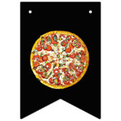 Zwart en Rood Pizza Party Verjaardag Vlag Banner (Eerste vlag)