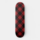 Zwart en Rood Plaid Check Skateboard (Voorkant)