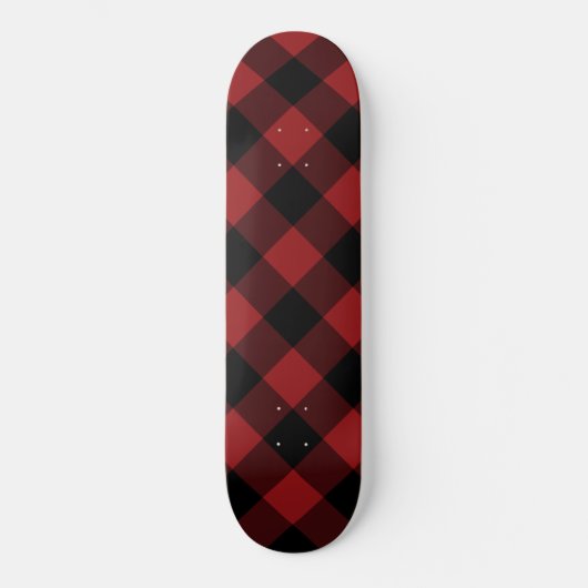 Zwart en Rood Plaid Check Skateboard (Voorkant)