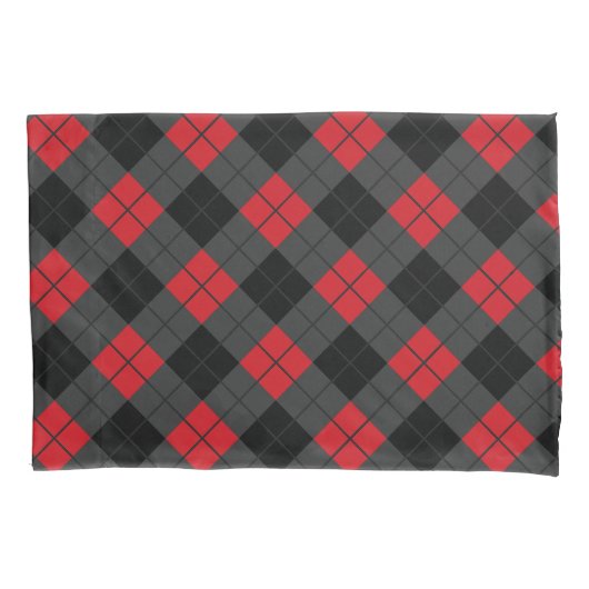 Zwart en rood Plaid Checked Pillow Hoesje Kussensloop (Voorkant)