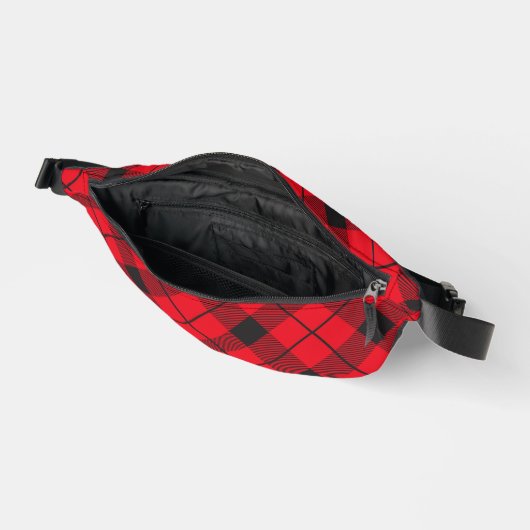 Zwart en Rood Plaid Fanny Pack Heuptasje (Open)