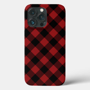 Zwart en Rood Plaid Gecontroleerde iPhone Case