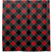 Zwart en Rood Plaid Geruite Douchegordijn (Voorkant)