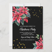 Zwart en rood Poinsettia bloem kerstfeest Kaart (Voorkant)