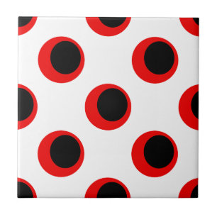 Zwart en Rood Polka Dot Patroon Tegeltje