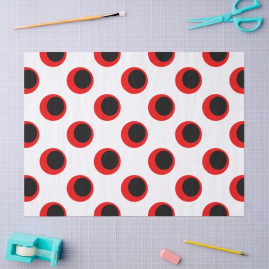 Zwart en Rood Polka Dot Patroon Tissuepapier (Craft)