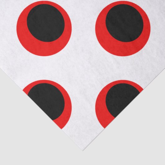 Zwart en Rood Polka Dot Patroon Tissuepapier (Detail)