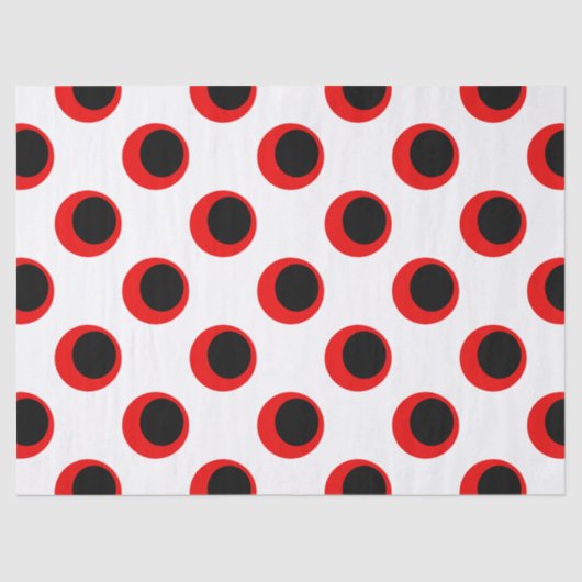 Zwart en Rood Polka Dot Patroon Tissuepapier (Voorkant)