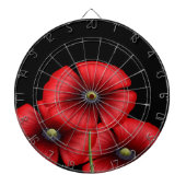 Zwart en Rood Poppy Bloemen Dartboard met Darts Dartbord (Voorkant)
