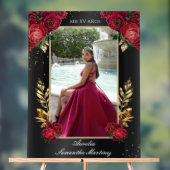 Zwart en rood Quinceañera Entry Acryl Teken Bord (Neutraal)