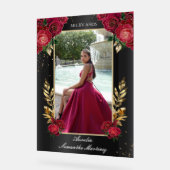 Zwart en rood Quinceañera Entry Acryl Teken Bord (Hoek)