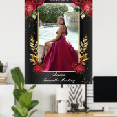 Zwart en Rood Quinceañera Ingangsteken Schuimbord Poster (Thuiskantoor)