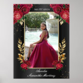 Zwart en Rood Quinceañera Ingangsteken Schuimbord Poster (Voorkant)