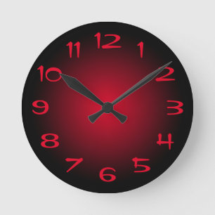 Zwart en rood radiaal verloop ronde klok