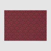 Zwart en Rood Rose Bloemen Damask Tissuepapier (Voorkant)