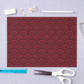 Zwart en Rood Rose Bloemen Damask Tissuepapier (Craft)