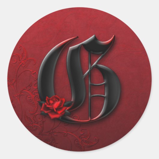 Zwart en Rood Rose Monogram G Sticker (Voorkant)
