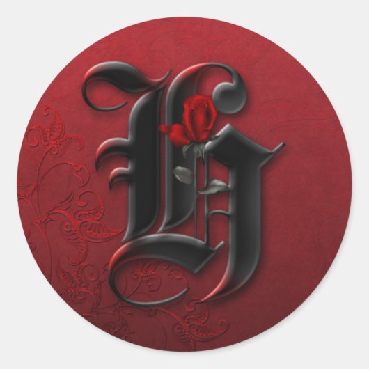 Zwart en Rood Rose Monogram H Sticker (Voorkant)