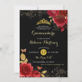 Zwart en Rood Rozen Bloemen Meisje Mis XV Años Kaart (Voorkant)