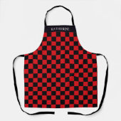 Zwart en rood schaakbord geruit patroon schort (Voorkant)