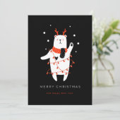 Zwart en rood Schattige Beer Kerst Feestdagenkaart (Staand voorkant)